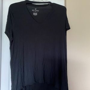 Plus Size Blue Tee with Choker Neckline